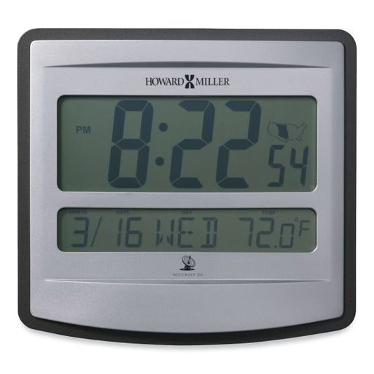 Howard Miller Nikita Wall Clock, Silver/Charcoal Case, 8.75" x 8", 2 AA (sold separately)