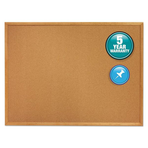 Quartet Classic Series Cork Bulletin Board, 36 x 24, Natural Surface, Oak Fiberboard Frame