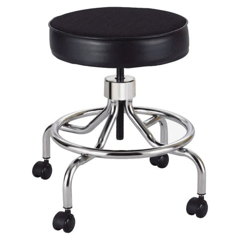 Safco Low Base Screw Lift Lab Stool 23" Diameter - 17"-25" Height - 250 lb Weight Capacity - Vinyl - Black - No Assembly Required