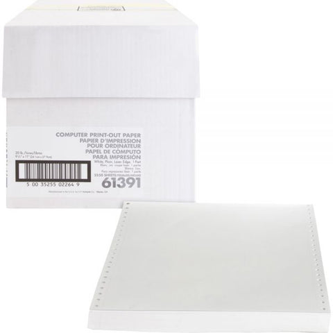 Sparco Continuous Single-Part Computer Paper 8 1/2" x 11" - Letter Trim Perforations - 20 lb Paper Weight - White - 2,550 Sheets/ Carton