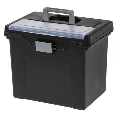 Mobile File Box, Large, Letter Size, 11 5/8"H x 13 3/8"W x 10"D, Black/Silver