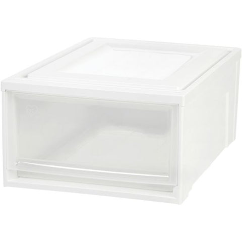 IRIS Stackable Storage Box Drawer External Dimensions: 19.6" Length x 15.8" Width x 9" Height - 15 lb - 7.72 gal - Stackable - Plastic - Clear, White - For Clothes, Craft Supplies, Towel - 3 / Carton