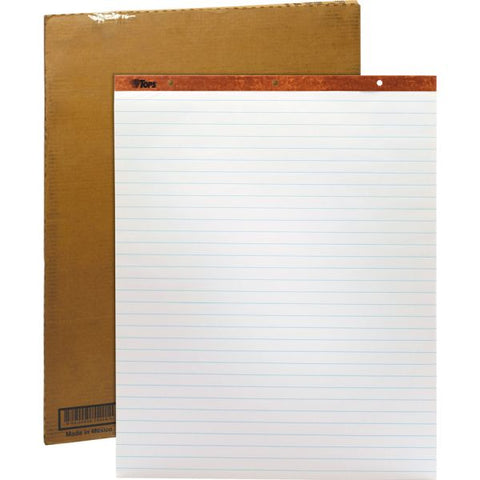 TOPS Horizontal Ruled Easel Pads 27" x 34" Sheet Size - 15 lb Paper Weight - 3-Hole Punched - White - 50 Sheets/ Pad - 2 Pads/ Carton