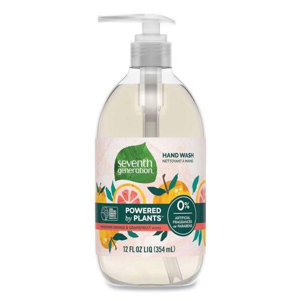 Seventh Generation Natural Hand Wash, Mandarin Orange and Grapefruit, 12 oz Pump Bottle