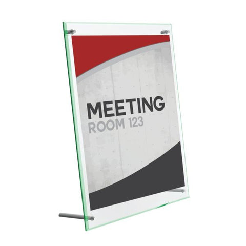 deflecto Superior Image Beveled Edge Sign Holder, Letter Insert, Clear/Green-Tinted Edges