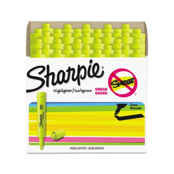 Sharpie Tank Style Highlighter Value Pack, Fluorescent Yellow Ink, Chisel Tip, Yellow Barrel, 36/Box