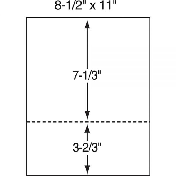 Lettermark Custom Cut Sheets, Letter Size, Perforated 3 2/3" From Bottom, 20 Lb, 500 Sheets Per Ream, Pack Of 5 Reams