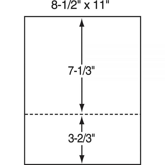 Lettermark Custom Cut Sheets, Letter Size, Perforated 3 2/3" From Bottom, 20 Lb, 500 Sheets Per Ream, Pack Of 5 Reams