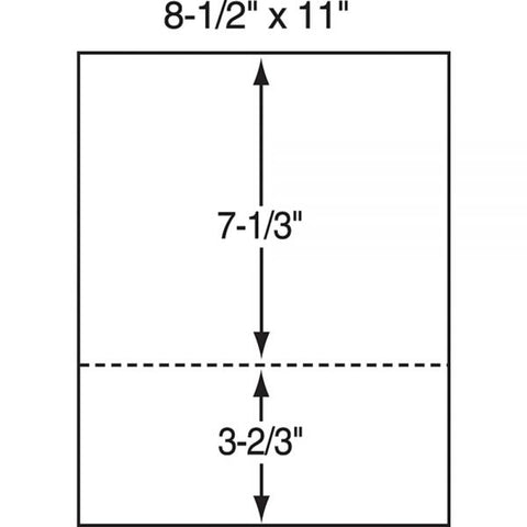 Lettermark Custom Cut Sheets, Letter Size, Perforated 3 2/3" From Bottom, 20 Lb, 500 Sheets Per Ream, Pack Of 5 Reams