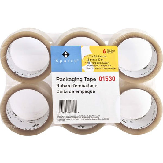 Sparco 2" Packing Tape 2" x 55 yds - 3" Core - 1.6 mil Thickness - Clear - 36/ Carton