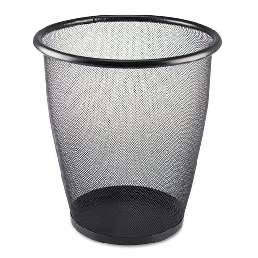 Safco Onyx Round Mesh Wastebaskets, 5 gal, Steel Mesh, Black