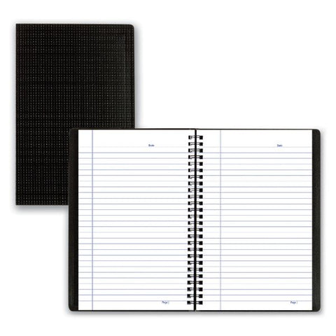 Blueline Poly Cover Notebook 6" x 9 3/8" Size - College Ruled - 80 Sheets - Twin-Wire Binding - White Paper - Black Cover - 1 Notebook