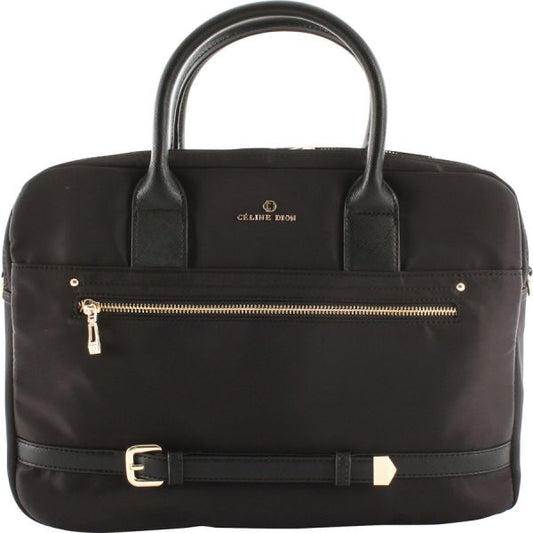 Celine Dion Carrying Case (Briefcase) Travel Essential - Black, Gold Nylon Body - Shoulder Strap, Belt - 10" Height x 3" Width x 14" Depth - 1 Each