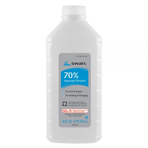 Swan 70% Isopropyl Rubbing Alcohol, 16 Oz Bottle, Case Of 12