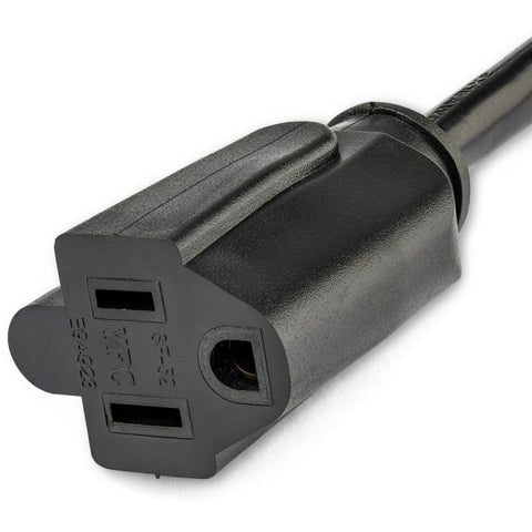 StarTech.com 1ft (0.3m) Power Extension Cord, Right Angle NEMA 5-15P to NEMA 5-15R, 13A 125V, 16AWG, Black, Outlet Extension Cable