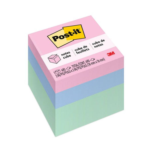 Post-it Notes Original Cubes, 3" x 3", Seafoam Wave Collection, 490 Sheets/Cube