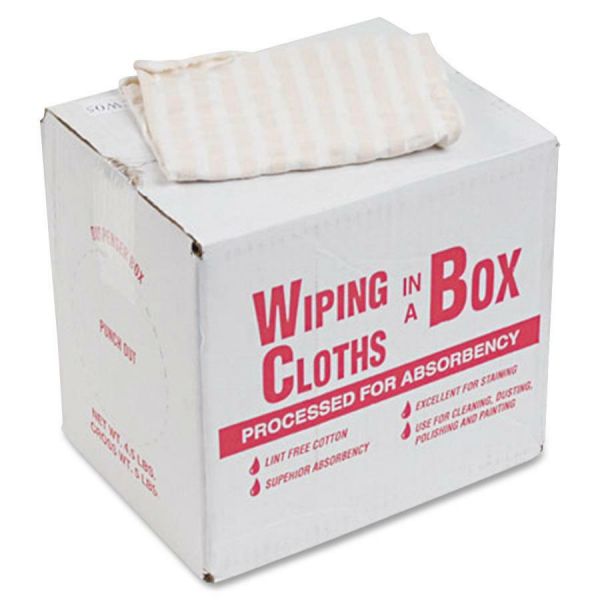 Office Snax Cotton Wiping Cloths Assorted Sizes - Cotton - White - 5 lb Box