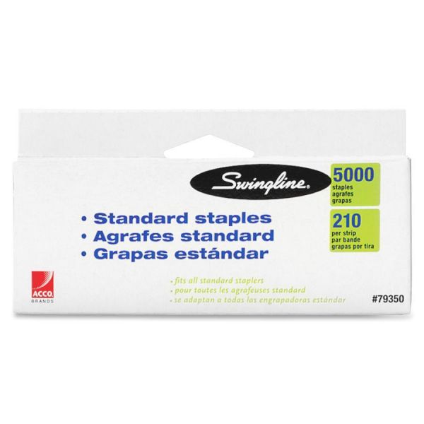 Swingline Standard 1/4" Staples Full Strip (210 per Strip) - 1/4" Leg Length - Chisel Point Type - 5,000/ Box