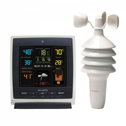 AcuRite Pro Color (Dark Theme) Weather Station with Wind Speed LCD - Weather Station330 ft - Desktop, Wall Mountable