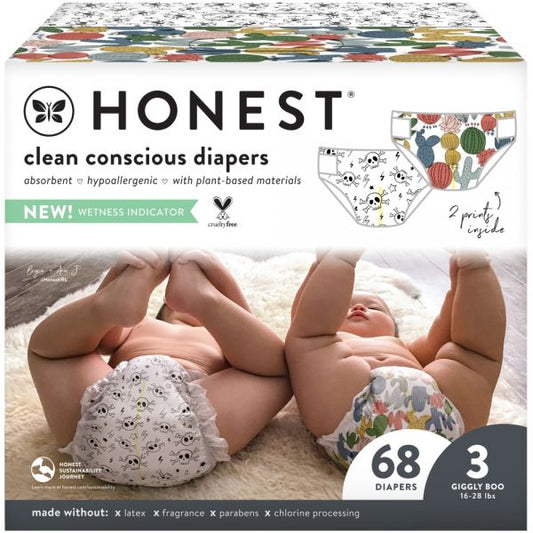 The Honest Company Clean Conscious Diapers, Size 3, Cactus, 68 Diapers Per Box