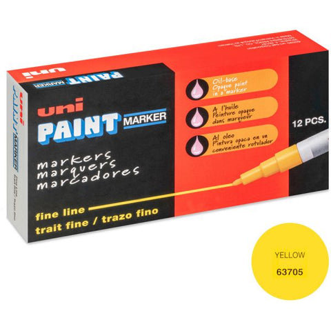 uniball Uni-Paint PX-21 Oil-Based Fine Point Marker Fine Marker Point - Yellow Oil Based Ink - 1 Dozen