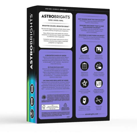 Astrobrights Color Paper, 24 lb, 8 1/2 x 11, "Cool" Assortment, 500 Sheets/Ream