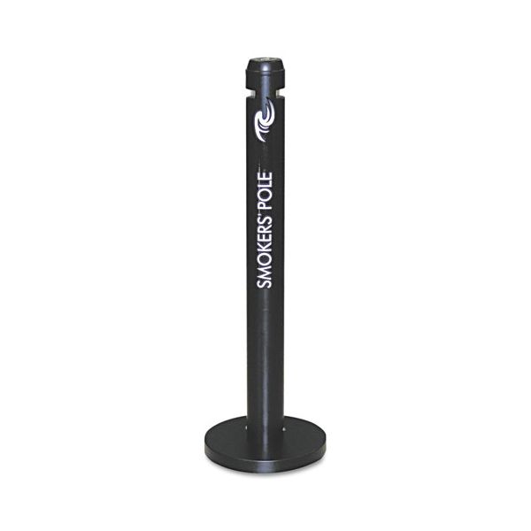 Rubbermaid Commercial Smoker's Pole, Round, Steel, 0.9 gal, 4 dia x 41h, Black