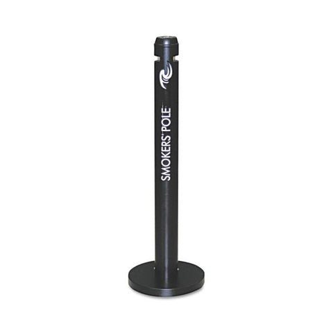 Rubbermaid Commercial Smoker's Pole, Round, Steel, 0.9 gal, 4 dia x 41h, Black