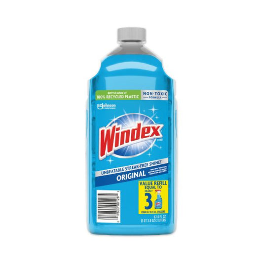 Windex Glass Cleaner with Ammonia-D, 67.6 oz Refill Liquid - 67.6 fl oz (2.1 quart) - Bottle - 1 Each - Blue