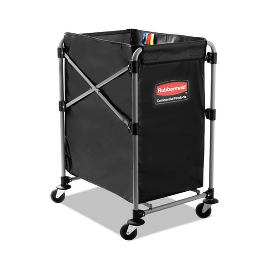 Rubbermaid Commercial One-Compartment Collapsible X-Cart, Synthetic Fabric, 4.98 cu ft Bin, 20.33" x 24.1" x 34", Black/Silver