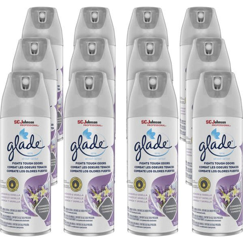 Glade Lavender/Vanilla Air Spray Aerosol - Lavender, Vanilla - 12 / Carton - Odor Neutralizer