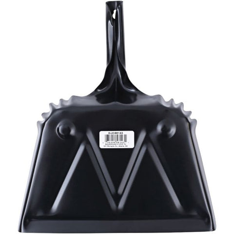 Genuine Joe Heavy-Duty Metal Dustpan 12" Wide - Metal, Steel - Black - 1 Each