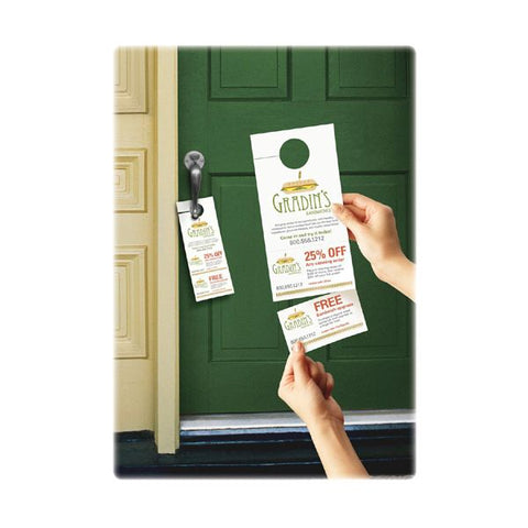 Avery Door Hanger with Tear-Away Cards, 97 Bright, 65 lb Cover Weight, 4.25 x 11, White, 2 Hangers/Sheet, 40 Sheets/Pack