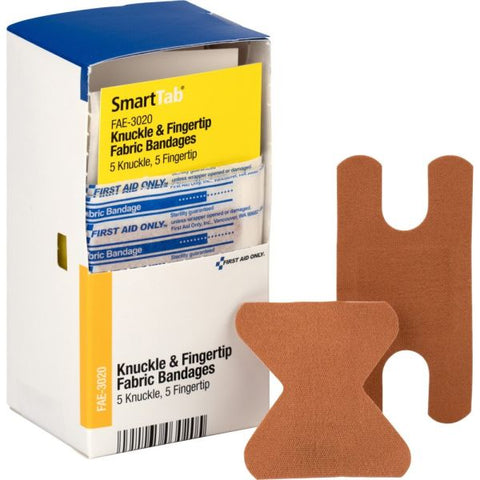 First Aid Only Knuckle and Fingertip Bandages, Sterilized, 5 Knuckle, 5 Fingertip, 10/Box