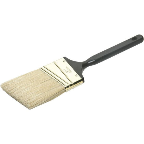 SKILCRAFT Angle Sash Paint Brush 2.50" Bristle Length - Plastic Handle - Steel Ferrule - Natural, White, Black