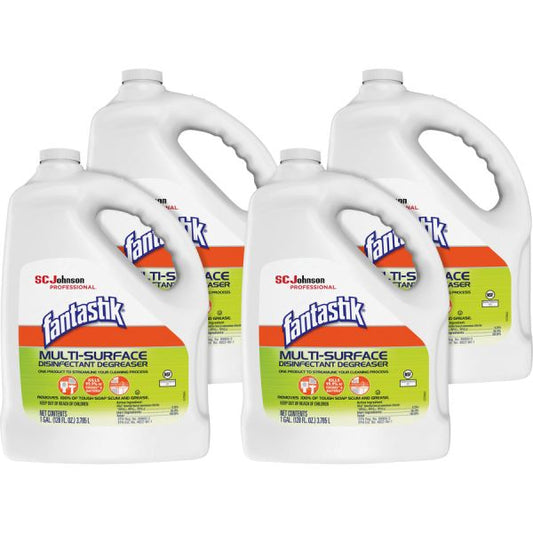 fantastik Disinfectant Degreaser Spray - 128 fl oz (4 quart) - Fresh Scent - 4 / Carton - White