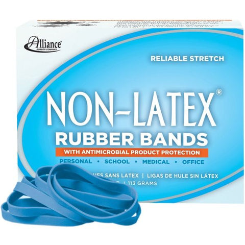 Alliance Antimicrobial Non-Latex Rubber Bands, Size 64, 0.04" Gauge, Cyan Blue, 4 oz Box, 95/Box