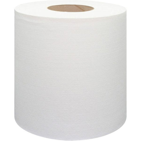 Genuine Joe Centerpull Towel Rolls 600 Sheets/Roll - White - Virgin Fiber - Center Pull, Soft, Absorbent - For Washroom - 6 / Carton