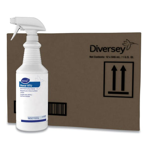 Diversey Glance Glass and Multi-Surface Cleaner, Original, 32oz Spray Bottle, 12/Carton