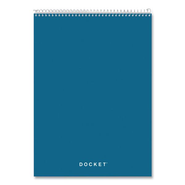 TOPS Docket Ruled Wirebound Pad with Cover, Wide/Legal Rule, Blue Cover, 70 White 8.5 x 11.75 Sheets