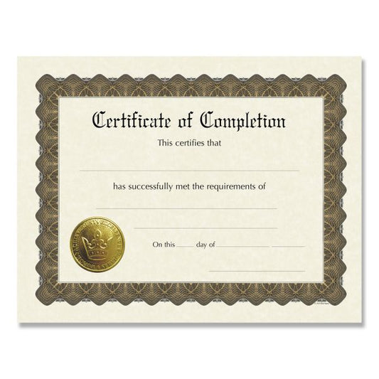 Great Papers! Ready-to-Use Certificates, Completion, 11 x 8.5, Ivory/Brown/Gold Colors with Brown Border, 6/Pack