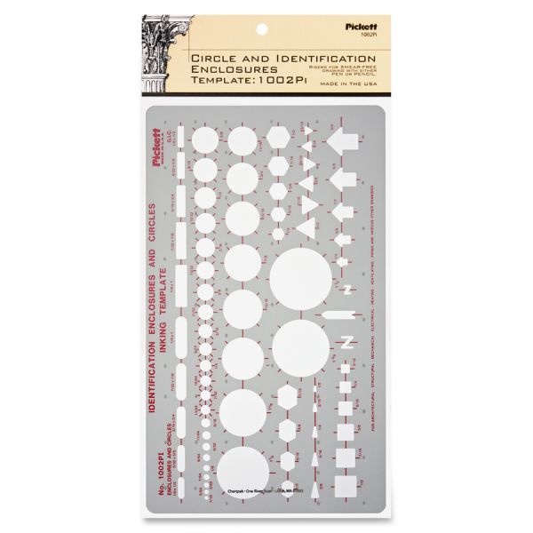 Chartpak Circle/Identification Template Circle, Square, Hexagon, Rectangle, Diamond, Directional Arrow - 5.9" x 10" - Gray