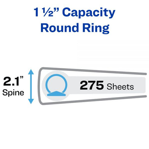 Avery Economy 3-Ring View Binder, 1 1/2" Capacity, Round Ring, White