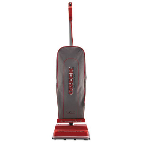 Oreck Commercial U2000RB-1 Upright Vacuum, 12" Cleaning Path, Red/Gray