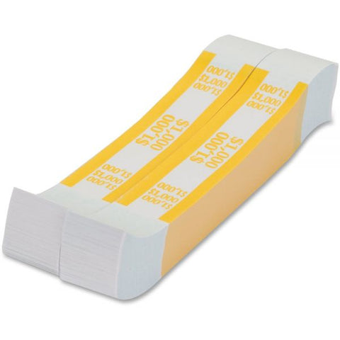 Pap-R Products Currency Straps, Yellow, $1,000 in $10 Bills, 1000 Bands/Pack