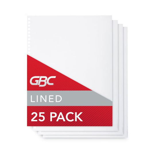 GBC ProClick Pre-Punched Presentation Covers, Clear Lined, 11 x 8.5, Punched, 25/Pack