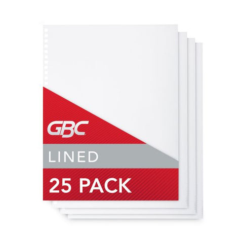 GBC ProClick Pre-Punched Presentation Covers, Clear Lined, 11 x 8.5, Punched, 25/Pack