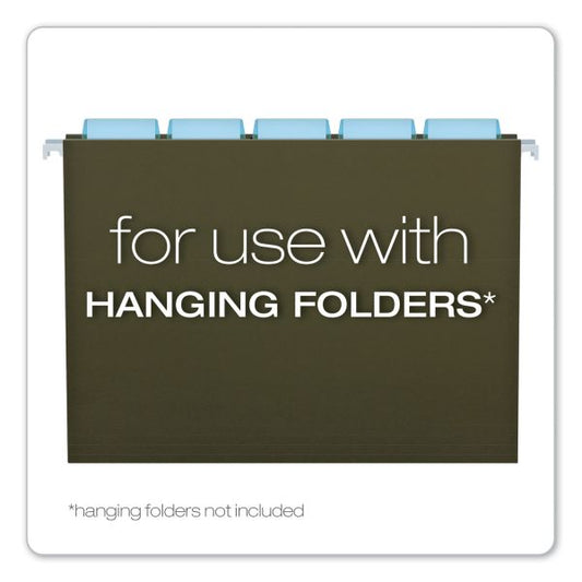 Pendaflex Transparent Colored Tabs For Hanging File Folders, 1/5-Cut, Blue, 2" Wide, 25/Pack