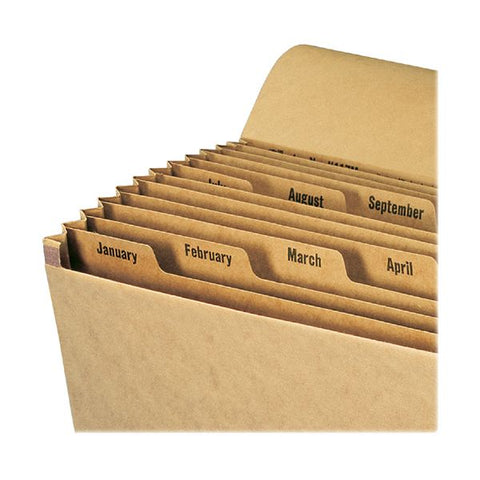 Smead Indexed Expanding Kraft Files, 12 Sections, Elastic Cord Closure, 1/12-Cut Tabs, Letter Size, Kraft Letter Size - 12 Pockets - 10 1/2" Expansion - Kraft Stock - Kraft - 1 Each