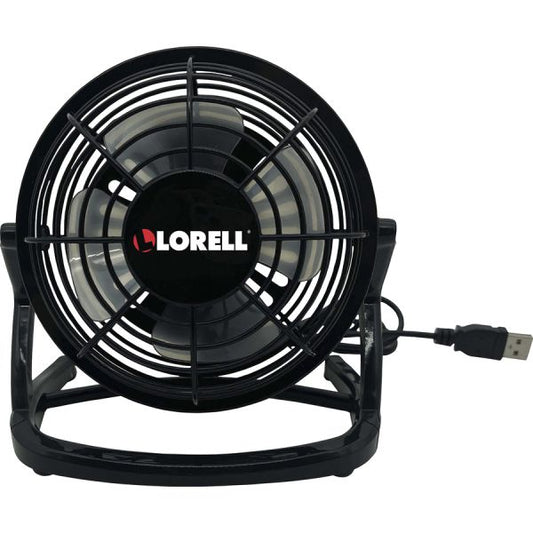 Lorell USB-powered Personal Fan Adjustable Tilt Head, Durable, USB Powered, Compact - Metal, Plastic - Black